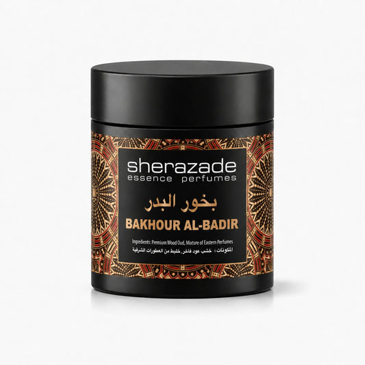Bakhour Al-Badir Räucherwerk aus edlem Oud-Holz in der Sherazade-Dose